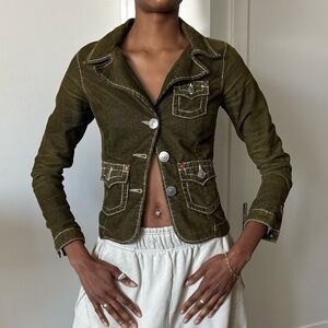 True Religion Olive Green Button-Up Jacket